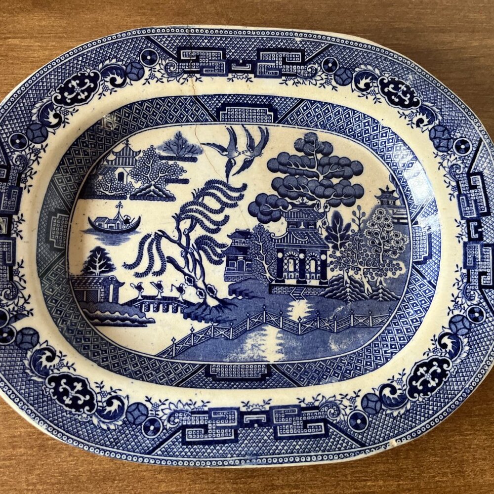 Celebrate Blue Willow Platters Rare China Blue White Plates Willow ware Platter